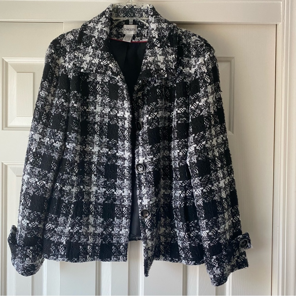 Chicos size 2 black and white jacket